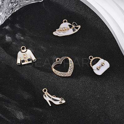 10Pcs 5 Styles Fashion Theme Alloy Enamel Pendants ENAM-FP0002-74-1