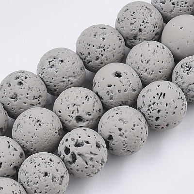Spray Painted Natural Lava Rock Beads Strands G-N0324-B-02-1