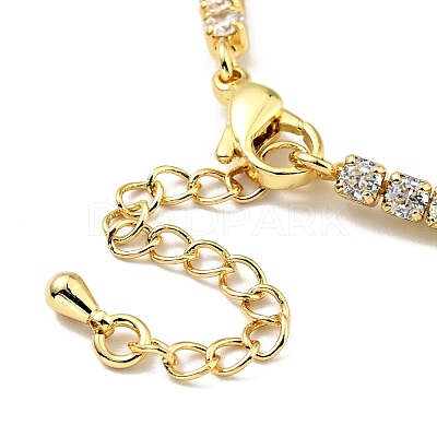 Flower with Evil Eye Enamel Link Bracelet with Clear Cubic Zirconia Tennis Chains BJEW-G650-03G-1