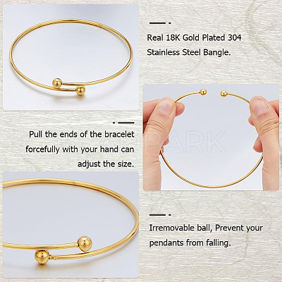 10Pcs 2 Colors Adjustable 304 Stainless Steel Wire Cuff Bangle Making MAK-BBC0001-14-1