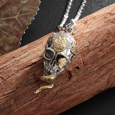 Snake Skull Alloy Gothic Pendant Box Chain Necklaces FS-WG2281F-01-1