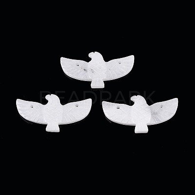 Eagle Shape Natural White Jade Gemstone Pendants G-P563-05E-1