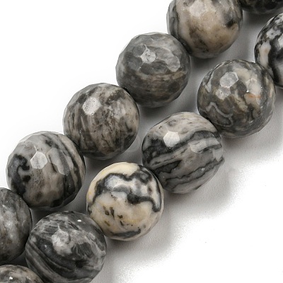 Natural Map Stone/Picasso Stone/Picasso Jasper Beads Strands G-C079-B05-03-1
