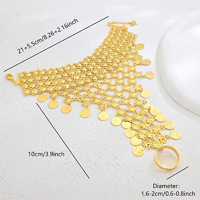 Iron Layered Coin & Flower Link Ring Bracelets for Women WS2112-1