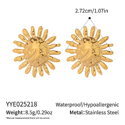 Stainless Steel Textured Flower Stud Earrings JX4934-2-1