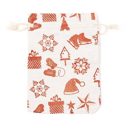 Christmas Theme Cotton Fabric Cloth Bag ABAG-H104-B13-1