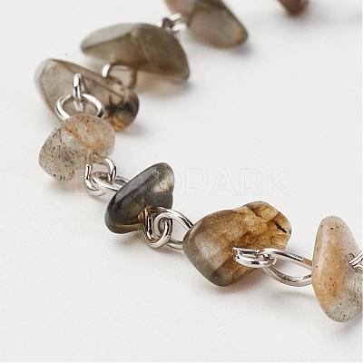 Natural & Synthetic Gemstone Chips Handmade Beaded Chains AJEW-JB00280-1