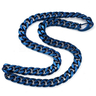 Ion Plating(IP) 304 Stainless Steel Cuban Link Chain Necklaces for Men NJEW-B116-07BL-1
