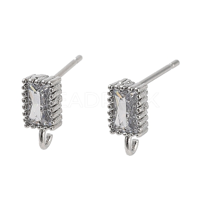 Brass Micro Pave Cubic Zirconia Studs Earrings Finding KK-K364-01P-1