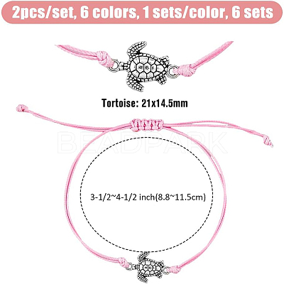 12Pcs 2 Colors Tortoise Alloy Link Bracelets Set BJEW-FI0001-40-1