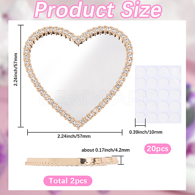 2Pcs Alloy Rhinestones & Glass Makeup Mirror for Phone Cases Phone AJEW-SC0003-75E-1