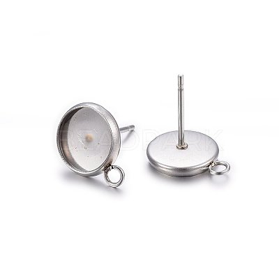 Non-Tarnish 304 Stainless Steel Stud Earring Settings LS-X-STAS-H467-08P-12mm-1