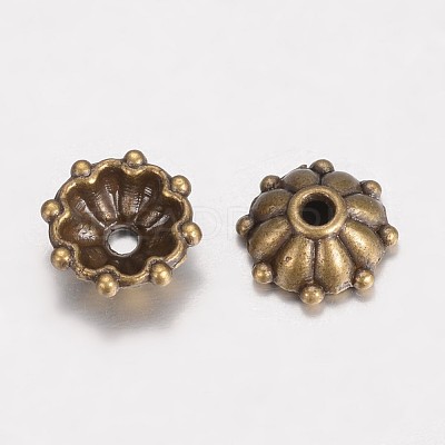 Tibetan Style Alloy Fancy Bead Caps X-PALLOY-D348-09AB-1