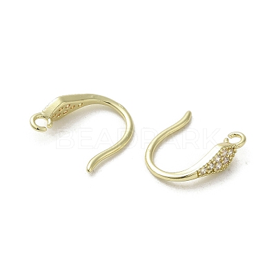 Brass Micro Pave Cubic Zirconia Earring Hooks KK-C048-14J-G-1