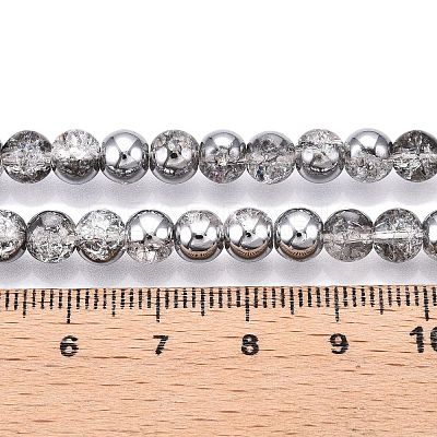 Electroplated Crackle Glass Beads Strands X-EGLA-N014-6mm-03-1