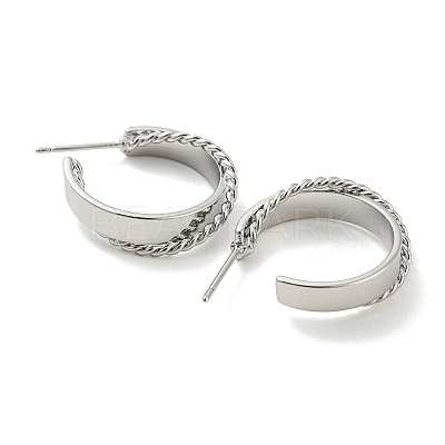 Brass Ring Stud Earrings EJEW-K264-08P-1