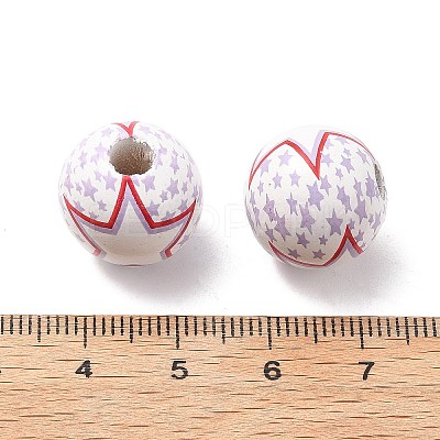 Independence Day Themes Wood European Beads WOOD-I014-01F-1