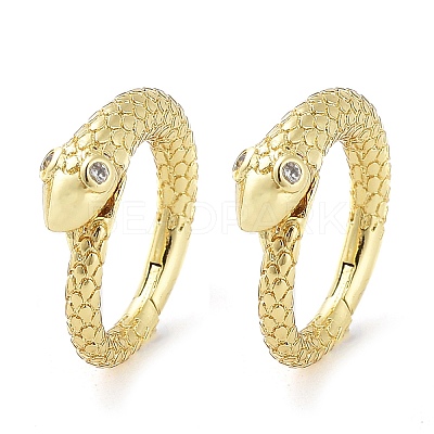 Snake Rack Plating Brass with Cubic Zirconia Twister Clasp EJEW-Z031-01G-1