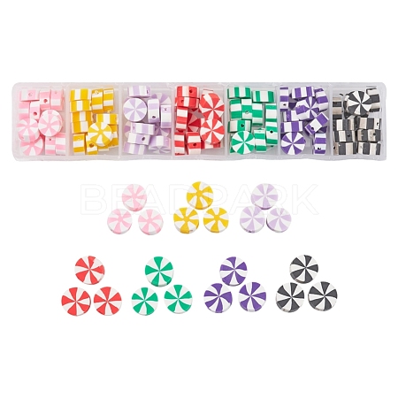 91Pcs 7 Colors Handmade Polymer Clay Beads CLAY-YW0001-38-1
