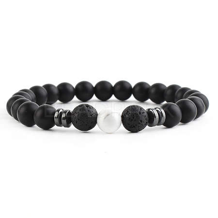Round Natural Howlite Beaded Stretch Bracelets for Women Men XP2963-2-1