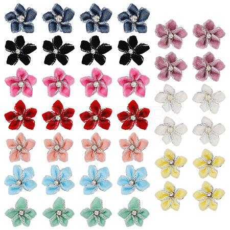 40Pcs 10 Colors Velvet with Resin Rhinestone Cabochons FIND-CA0011-27-1