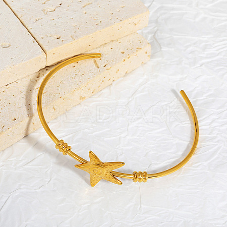 Ocean 304 Stainless Steel Starfish Open Cuff Bangles for Women WG4B16C-01-1