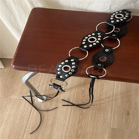 Alloy with Imitation Leather Eye Link Knot Tie Chain Belts for Women FS-WG2C858-01-1