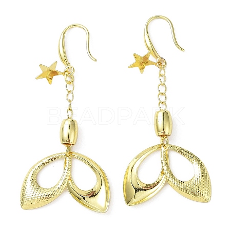Rack Plating Brass Star & Horse Eye Dnagle Earrings KK-C029-09G-1