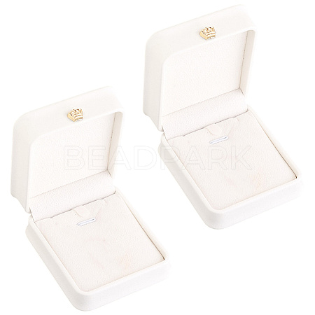 2Pcs PU Leather Necklace Pendant Gift Boxes LBOX-CL0001-01-1