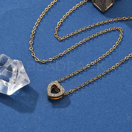 304 Stainless Steel Crystal Rhinestone Pendant Cable Chain Necklaces for Women NJEW-C062-01G-G-1