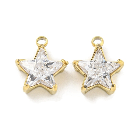 PVD Vacuum Plating 304 Stainless Steel Cubic Zirconia Pendants STAS-L278-008G-1