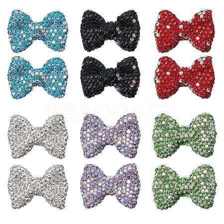 12Pcs 6 Styles Handmade Polymer Clay Rhinestone Beads CLAY-OC0001-09-1