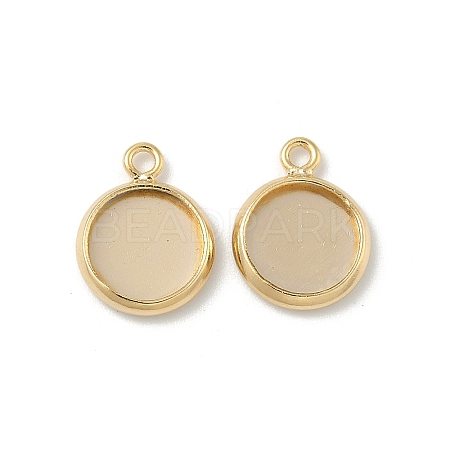 Flat Round Brass Pendant Cabochon Settings X-KK-K414-14B-G-1