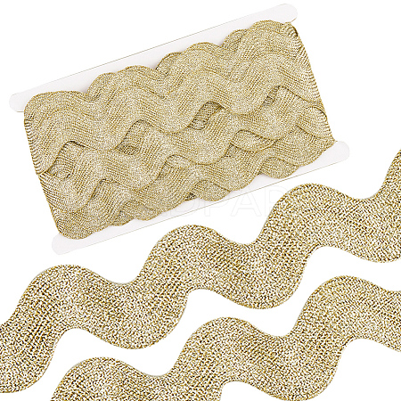 10 Yard Metallic Polyester Wavy Fringe Trim Ribbon SRIB-GF0001-38T-1