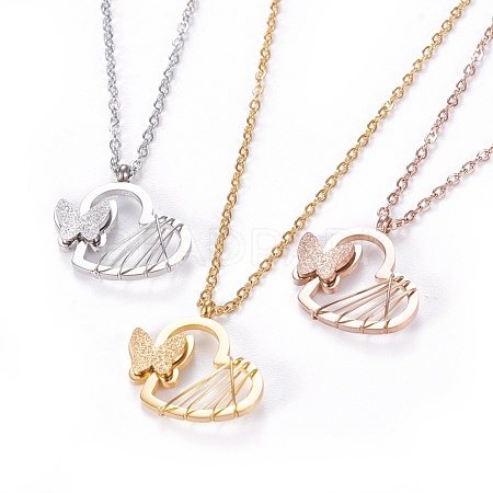 304 Stainless Steel Pendant Necklaces NJEW-O118-12-1