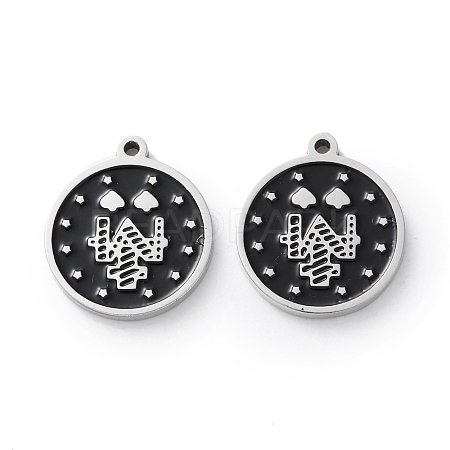 304 Stainless Steel Black Enamel Charms STAS-M102-17P-05-1
