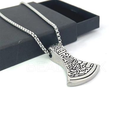 Stainless Steel Nordic Viking Knot Axe Pendant Necklaces for Men AZ1267-1