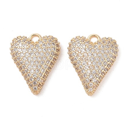 Brass Micro Pave Clear Cubic Zirconia Pendants KK-S388-01G-03-1