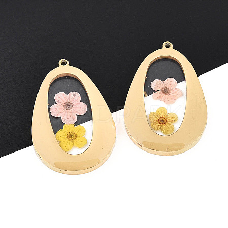 304 Stainless Steel Epoxy Resin Pendants STAS-T072-20-1