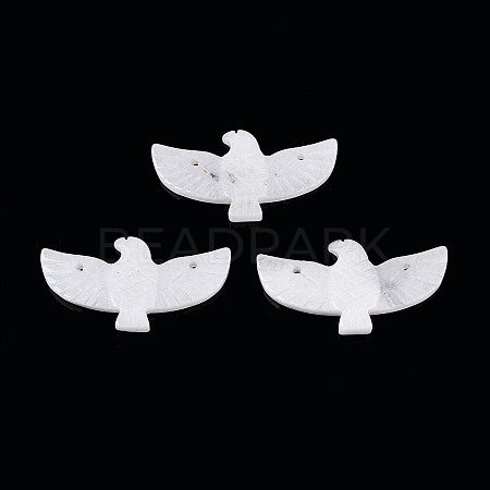 Eagle Shape Natural White Jade Gemstone Pendants G-P563-05E-1