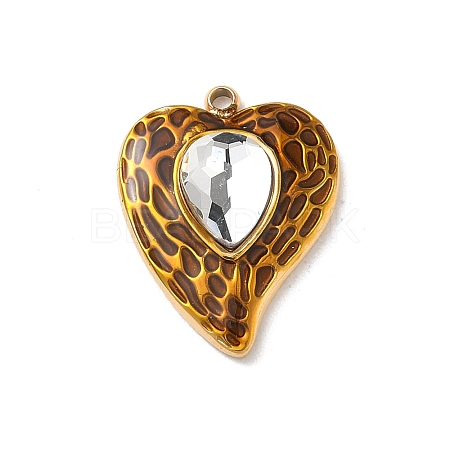 304 Stainless Steel Rhinestone Pendants STAS-P453-19G-05-1