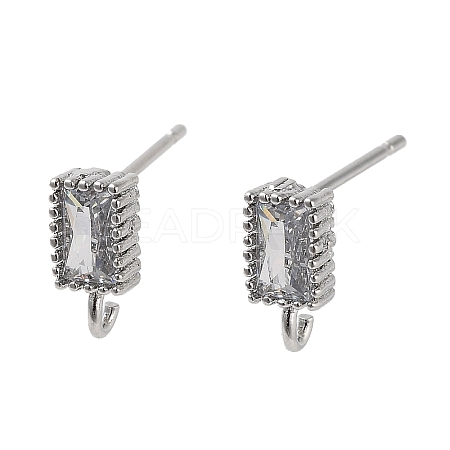 Brass Micro Pave Cubic Zirconia Studs Earrings Finding KK-K364-01P-1
