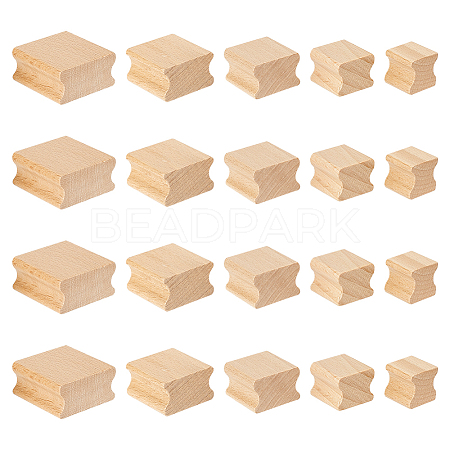 AHADERMAKER 20Pcs 5 Styles Square Grooved Wood Blocks for Stamp Carving WOOD-GA0001-63-1