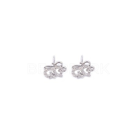 925 Sterling Silver Stud Earrings EJEW-BB60136-A-1