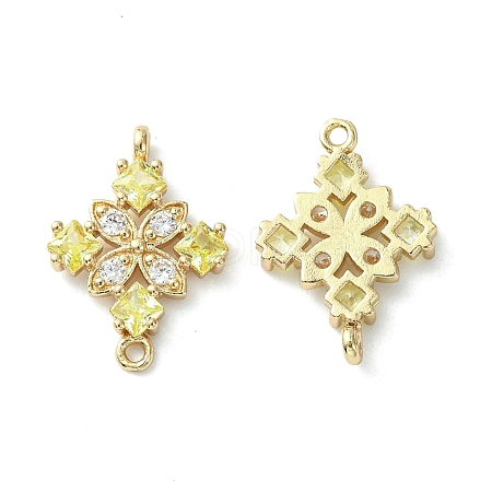 Brass Pave Cubic Zirconia Connector Charms KK-G462-45KCG-06-1