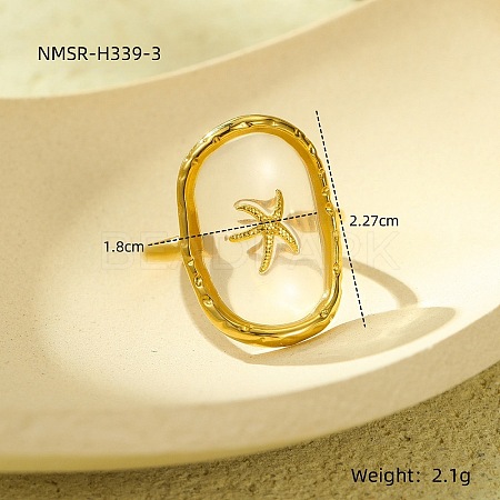 Preserved Flowers 304 Stainless Steel and Epoxy Resin Open Cuff Rings for Women FS-WGCF311-21-1