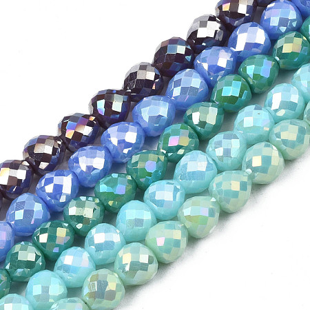 Electroplate Opaque Solid Color Glass Beads Strands EGLA-N002-26-A09-1