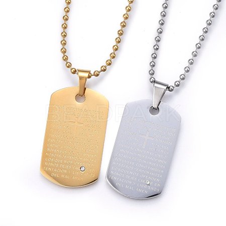 304 Stainless Steel Pendant Necklaces NJEW-L147-01-1