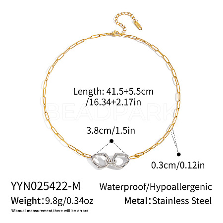 Two Tone 304 Stainless Steel Double Hoop Pendant Necklaces for Women QP5303-2-1