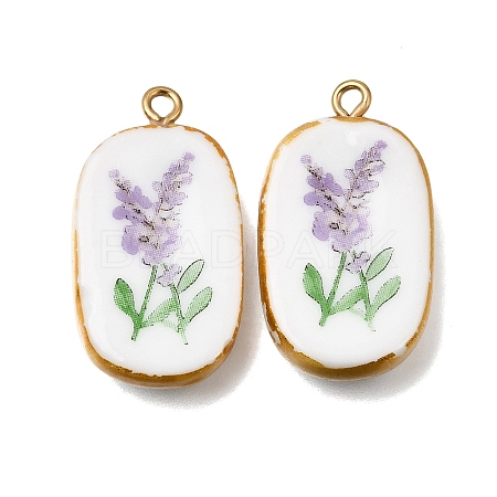 Fruit & Floral & Animals Printed Handmade Porcelain Pendants STAS-Z207-01G-02-1